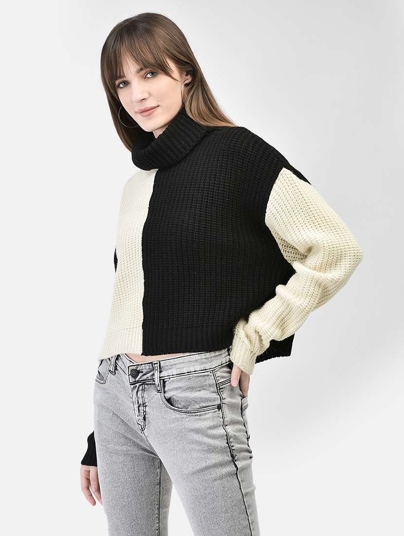 women color block multi colored acrylic pullover - 20449418 -  Standard Image - 1