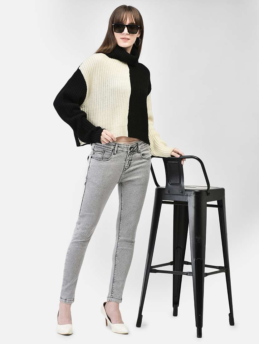 women color block multi colored acrylic pullover - 20449418 - Standard Image - 4