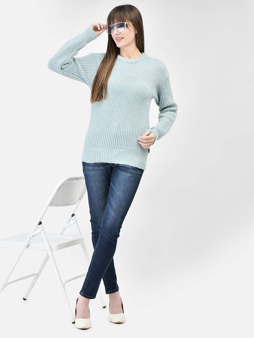 women self designed purist blue polyester pullover - 20449420 -  Standard Image - 4