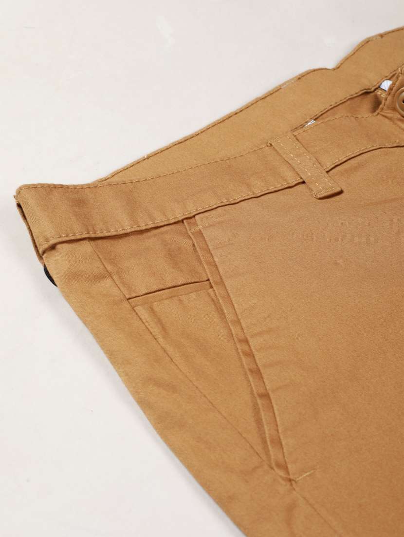 men's khaki flat front casual trouser - 20449960 - Standard Image - 4