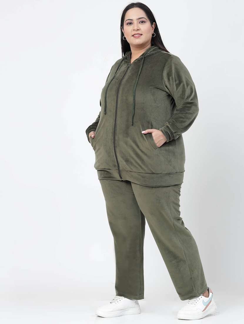 women solid long sleeve active wear sets - 20449970 - Standard Image - 1