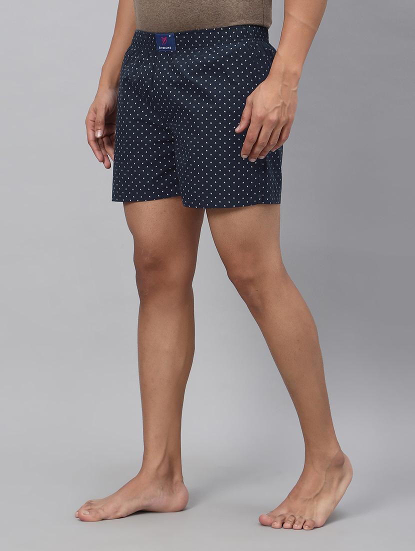 navy blue printed cotton boxer - 20450053 -  Standard Image - 1