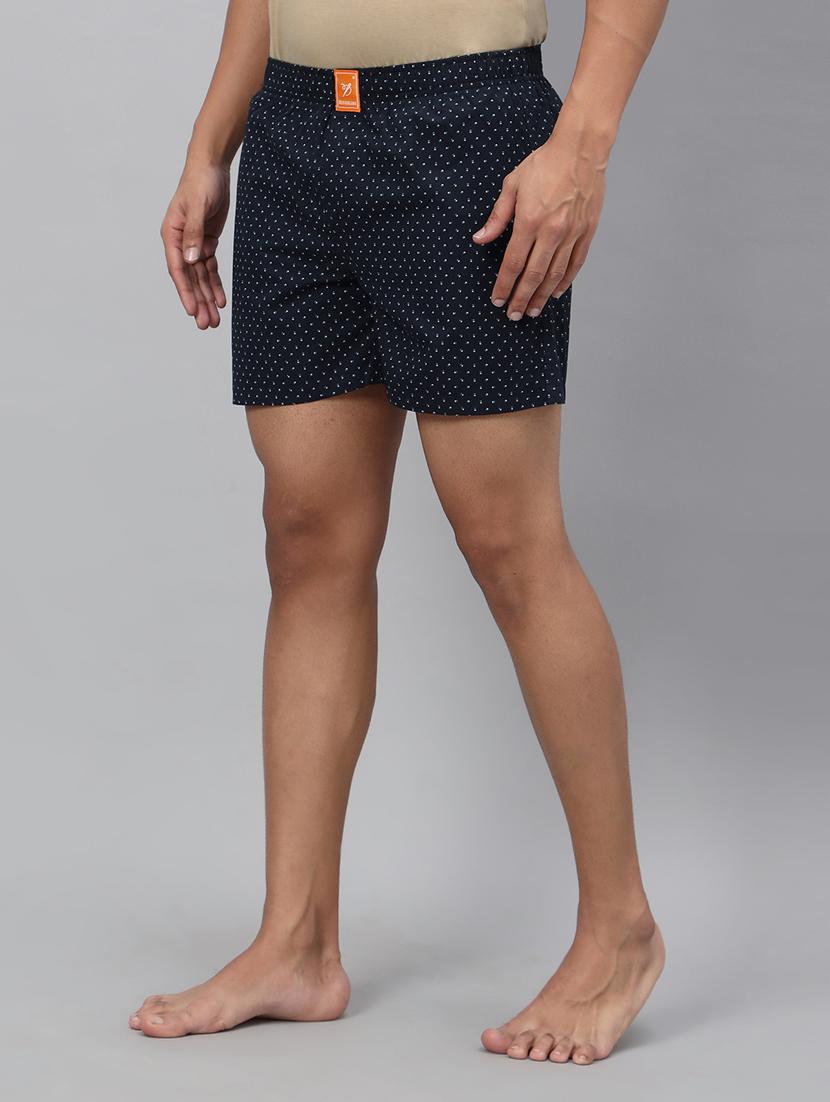 navy blue printed cotton boxer - 20450057 -  Standard Image - 1