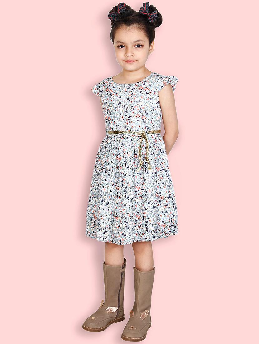 girls floral print round neck frock - 20451344 -  Standard Image - 1