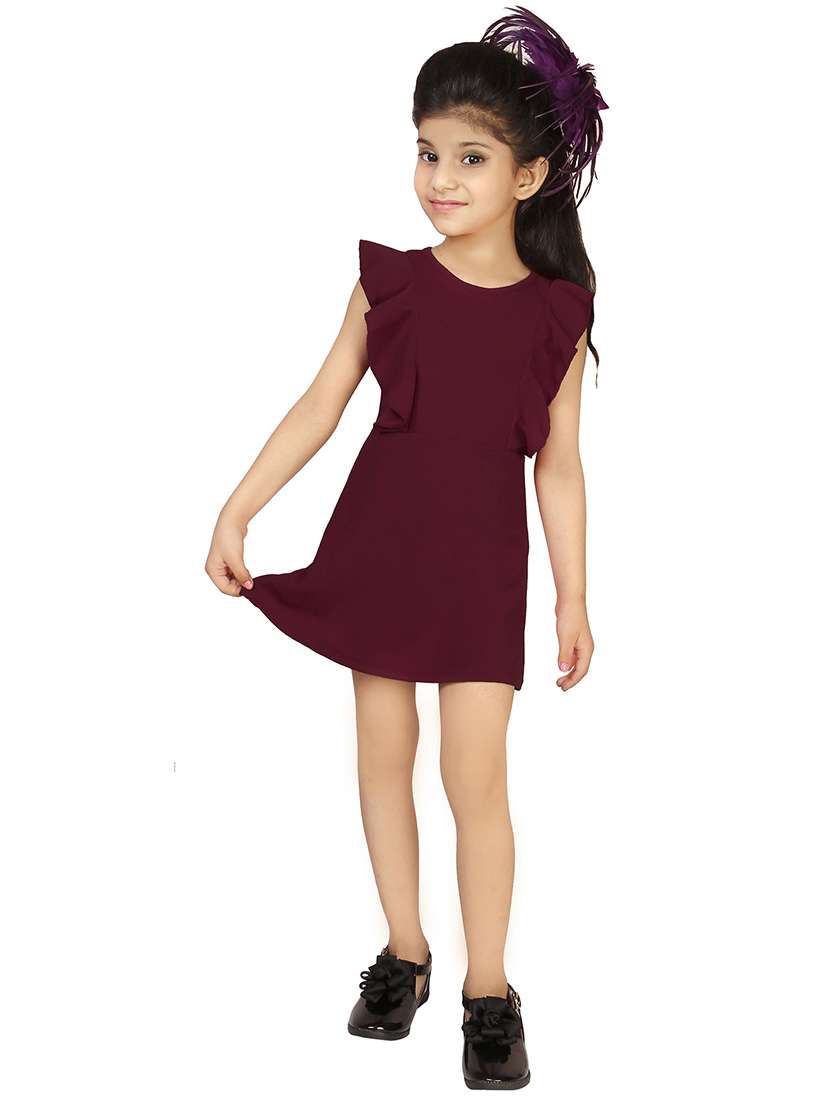 girls round neck cape sleeve frock - 20451354 -  Standard Image - 1
