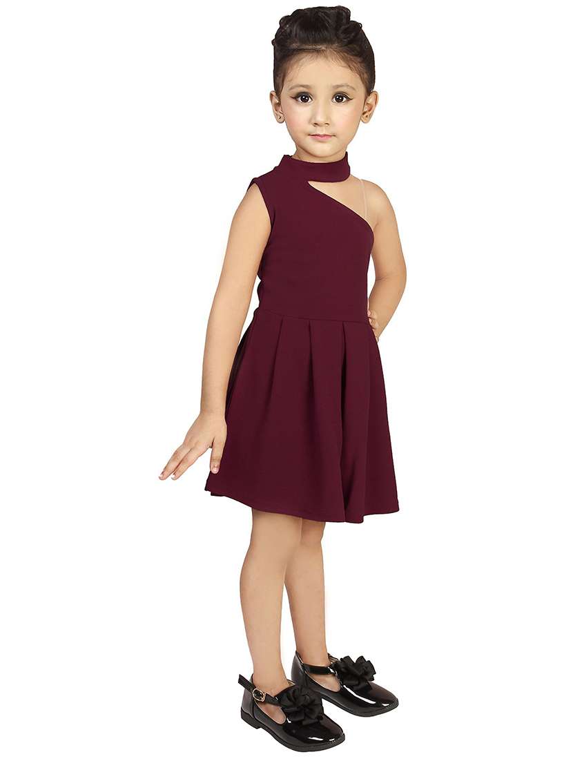 girls asymmetric neck sleeveless frock - 20451367 -  Standard Image - 1