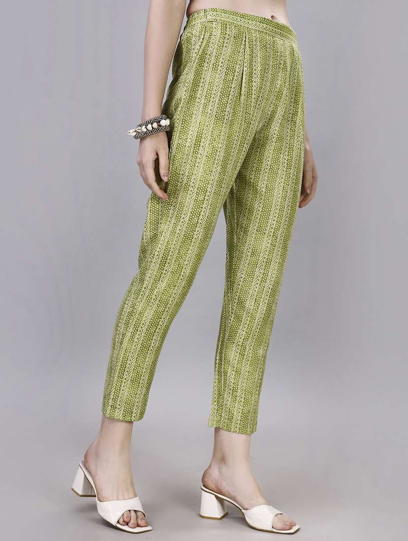 women green v neck kurta pant set - 20451385 - Standard Image - 4