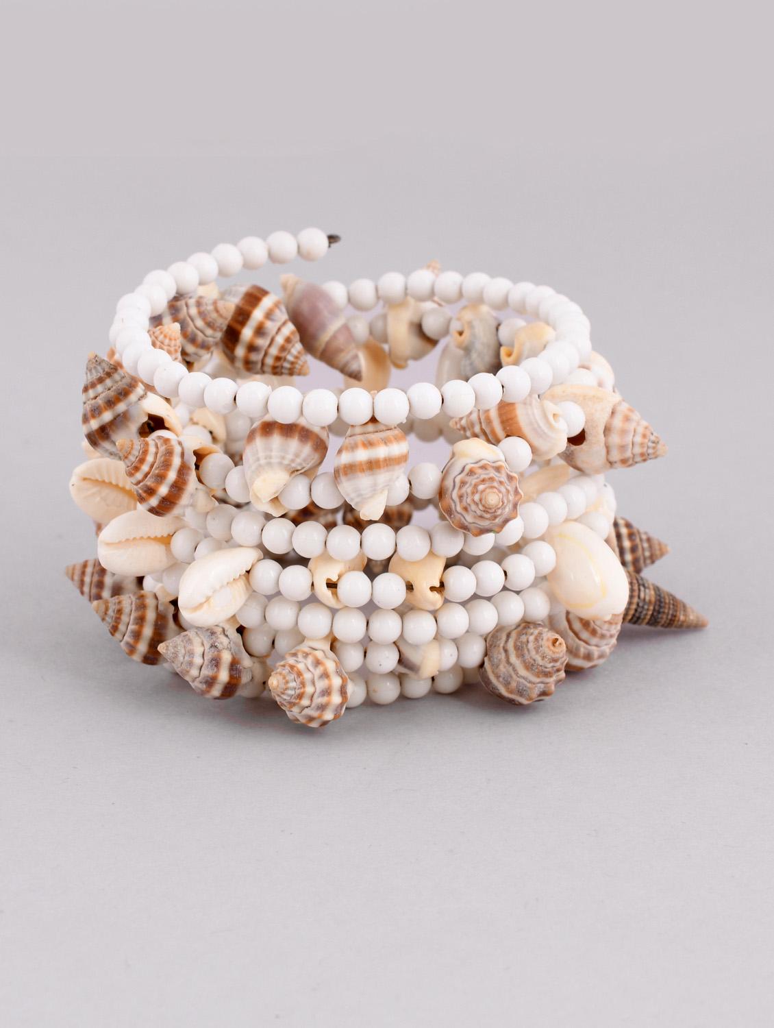 women silver tone white artificial beads cuff bracelet - 20451416 - Standard Image - 1