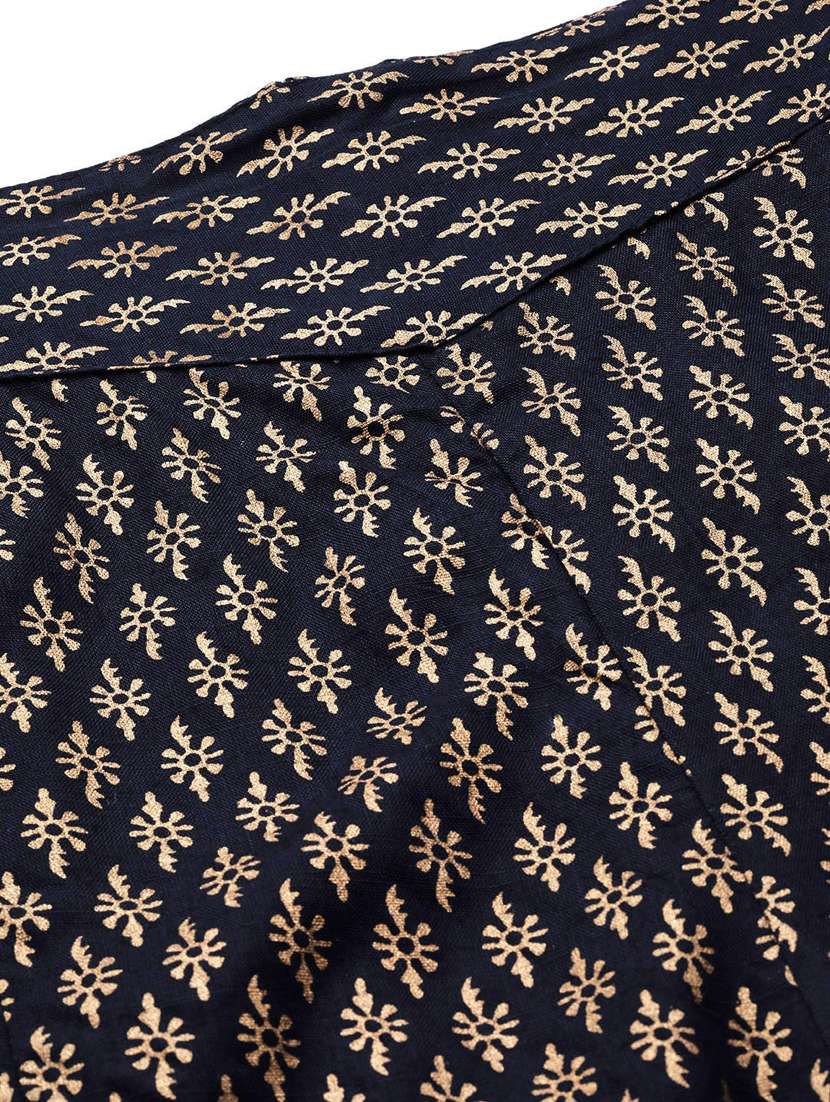 navy blue printed flared palazzo - 20451538 -  Standard Image - 4