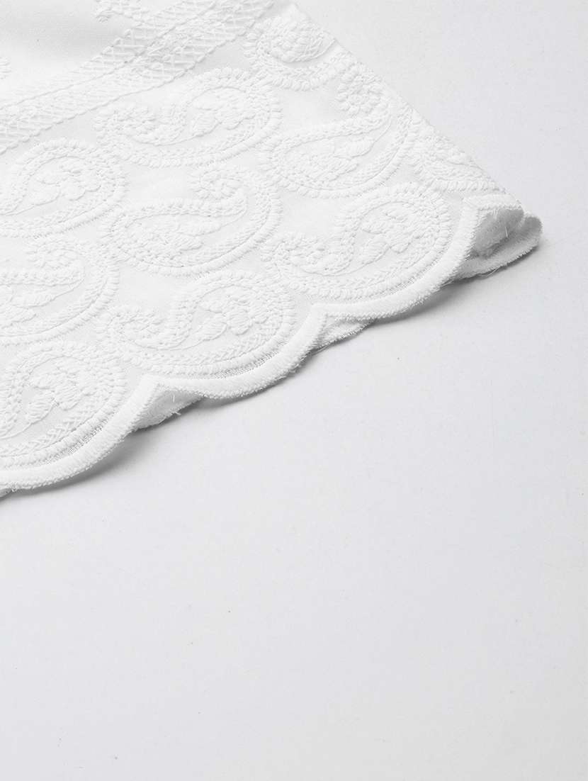 white solid with work straight palazzo - 20451547 -  Standard Image - 4