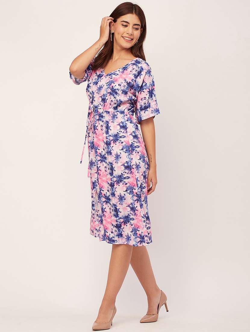 pink abstract printed a-line dress - 20451551 -  Standard Image - 1