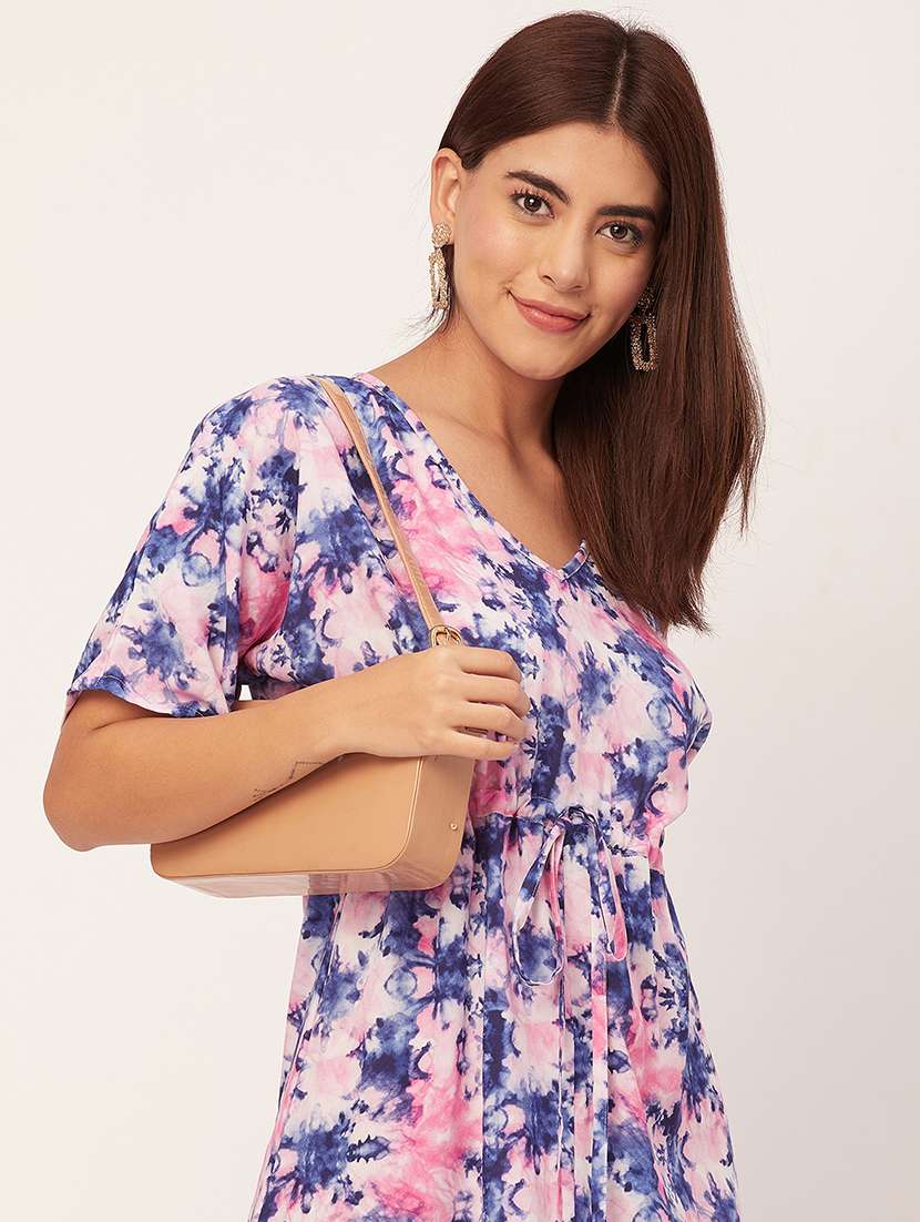 pink abstract printed a-line dress - 20451551 -  Standard Image - 4