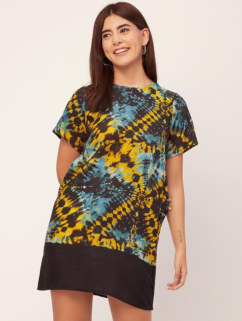 multi color tie & dye t-shirt dress - 20451555 - Zoom Image - 0