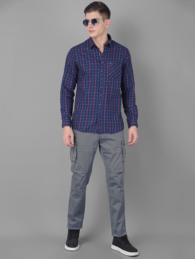 slim fit cotton checked casual shirt - 20455006 - Standard Image - 4