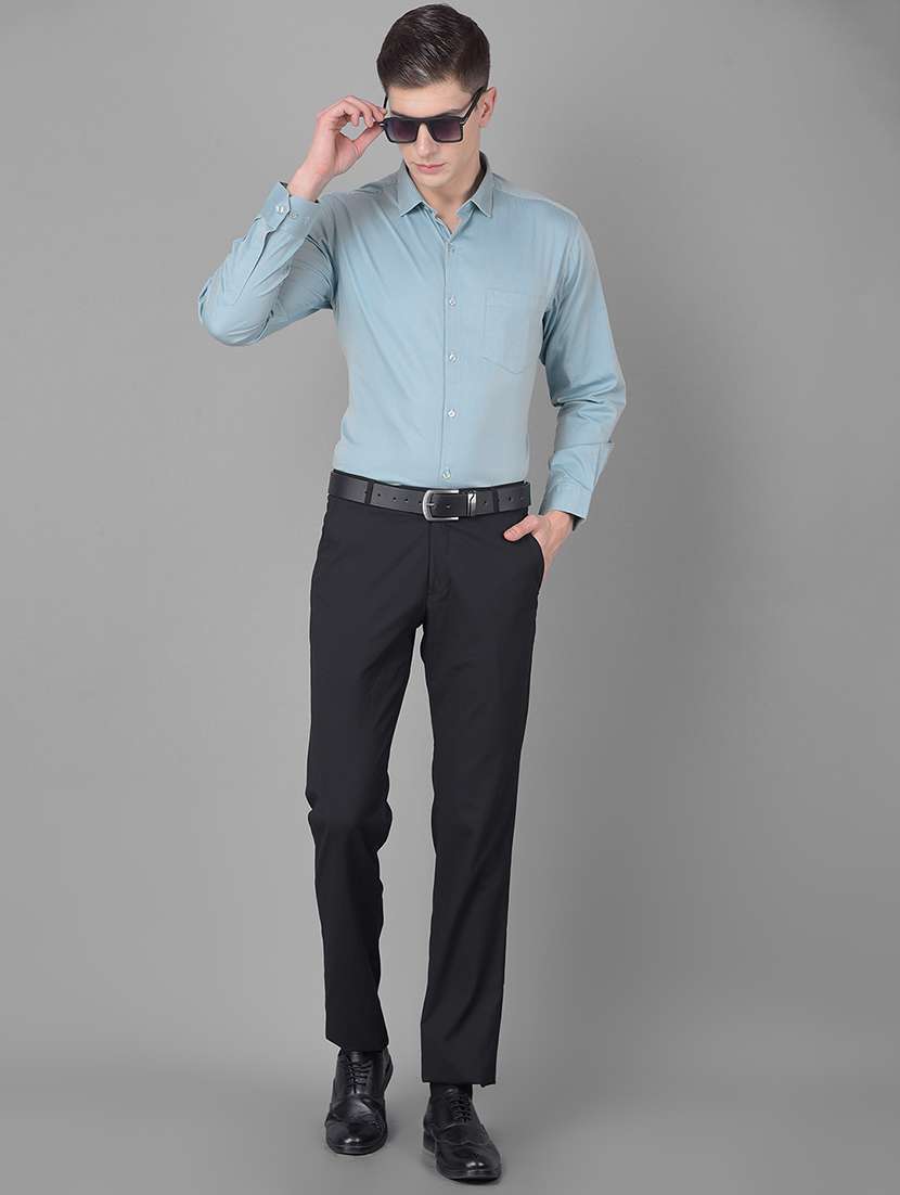men solid purist blue cotton blend formal shirt - 20455014 -  Standard Image - 4