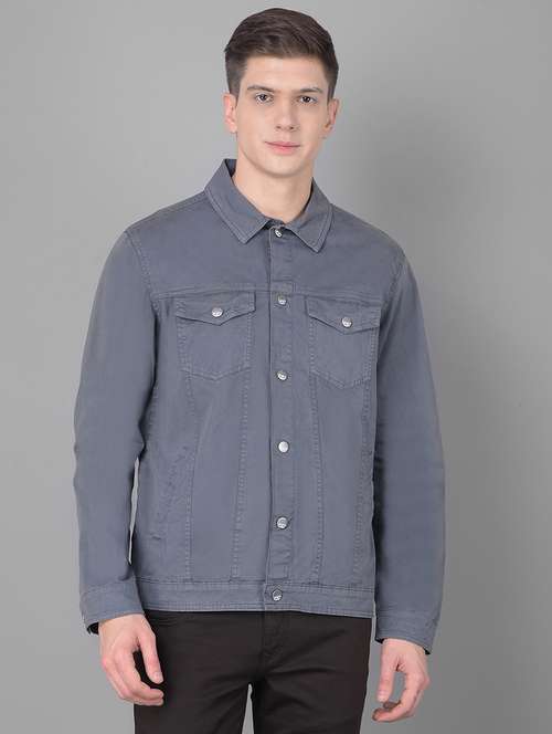 men grey cotton casual jacket - 20455027 -  Standard Image - 0