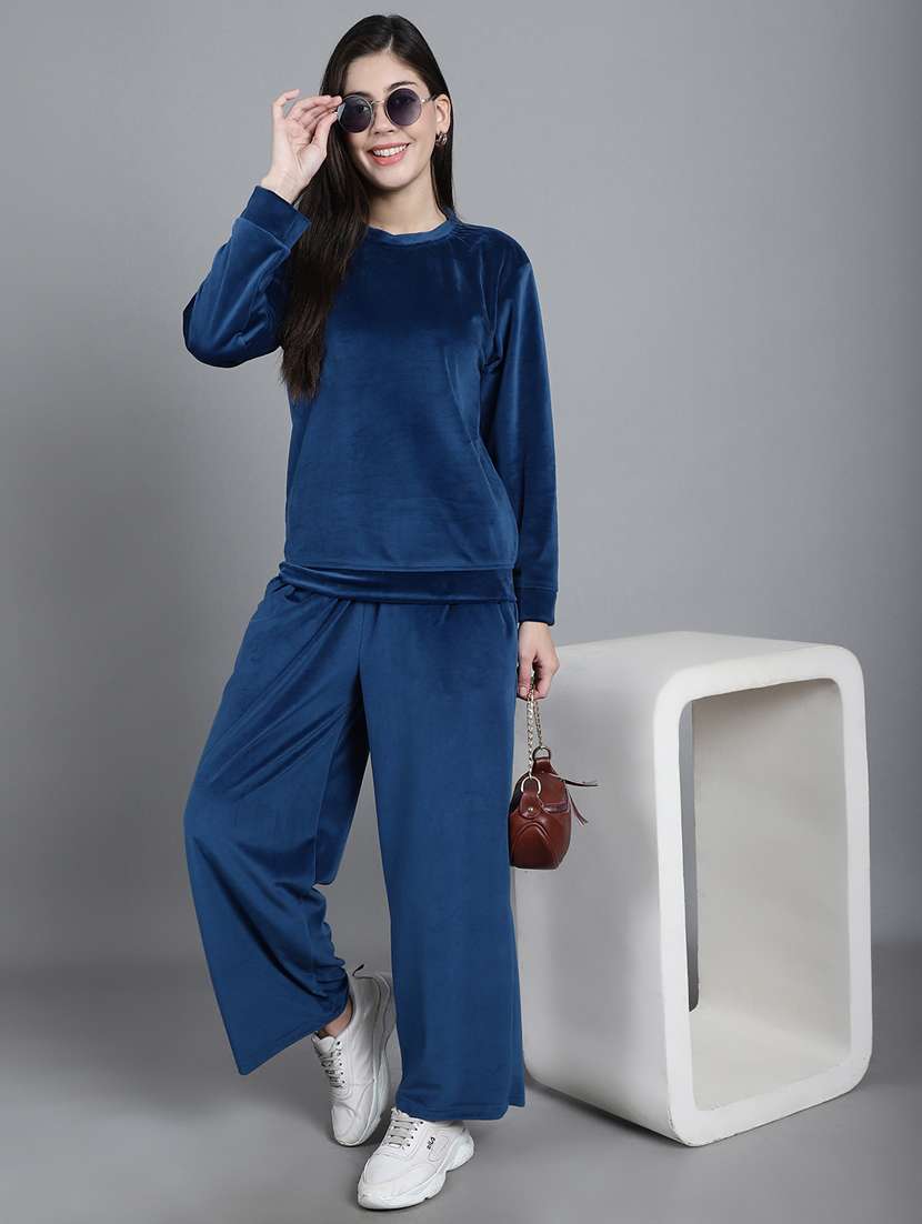 blue solid pyjama nightwear set - 20458011 -  Standard Image - 1