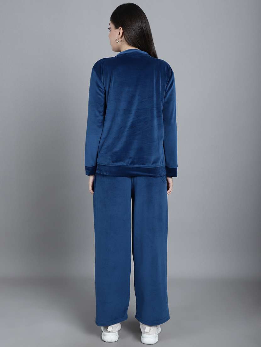 blue solid pyjama nightwear set - 20458011 -  Standard Image - 4