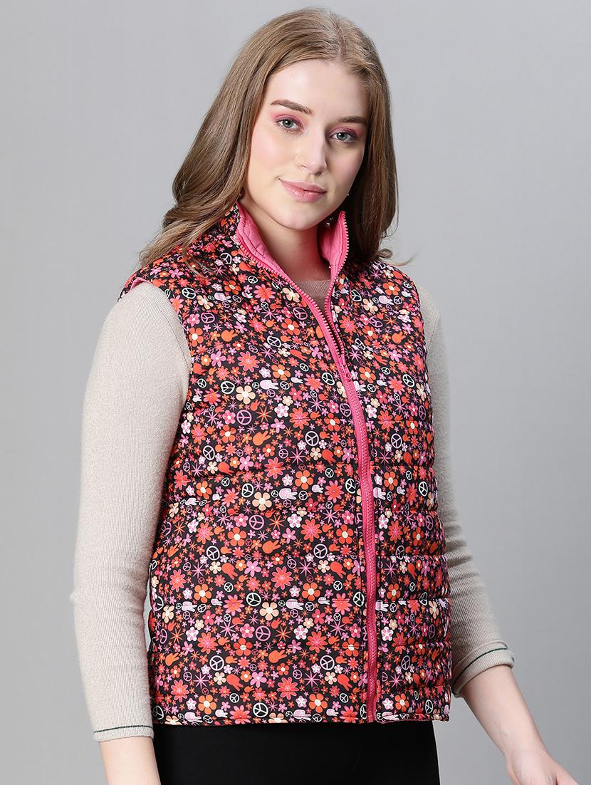 women multi colored polyester reversible jacket - 20458026 - Standard Image - 1
