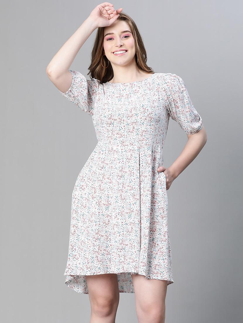 white floral print high low dress - 20458059 -  Zoom Image - 0