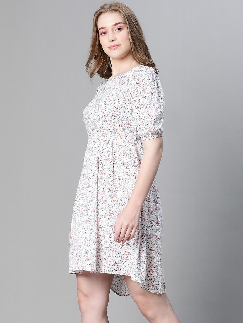 white floral print high low dress - 20458059 - Standard Image - 1