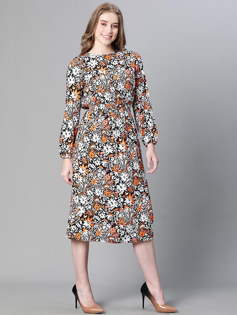 black floral print a-line dress - 20458062 -  Standard Image - 1