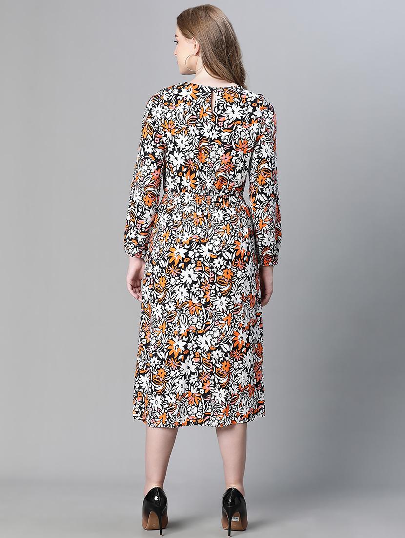 black floral print a-line dress - 20458062 - Standard Image - 4