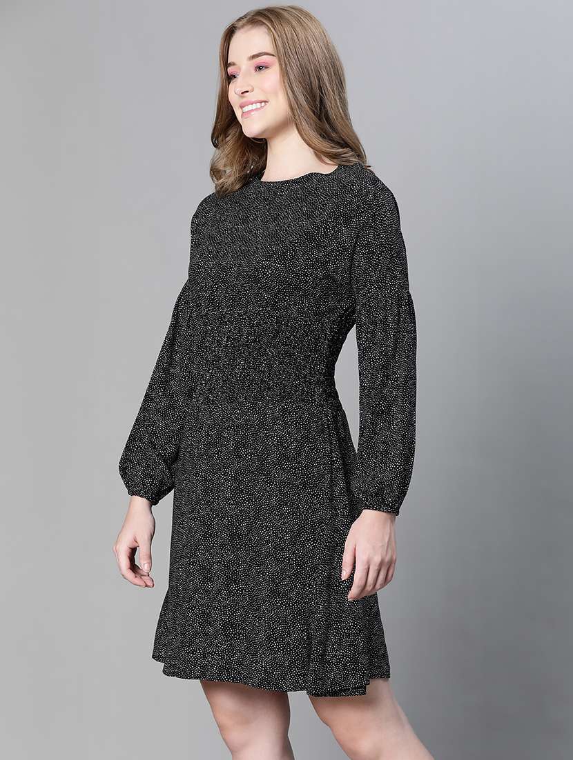 black polka dots print empire line dress - 20458065 -  Standard Image - 1