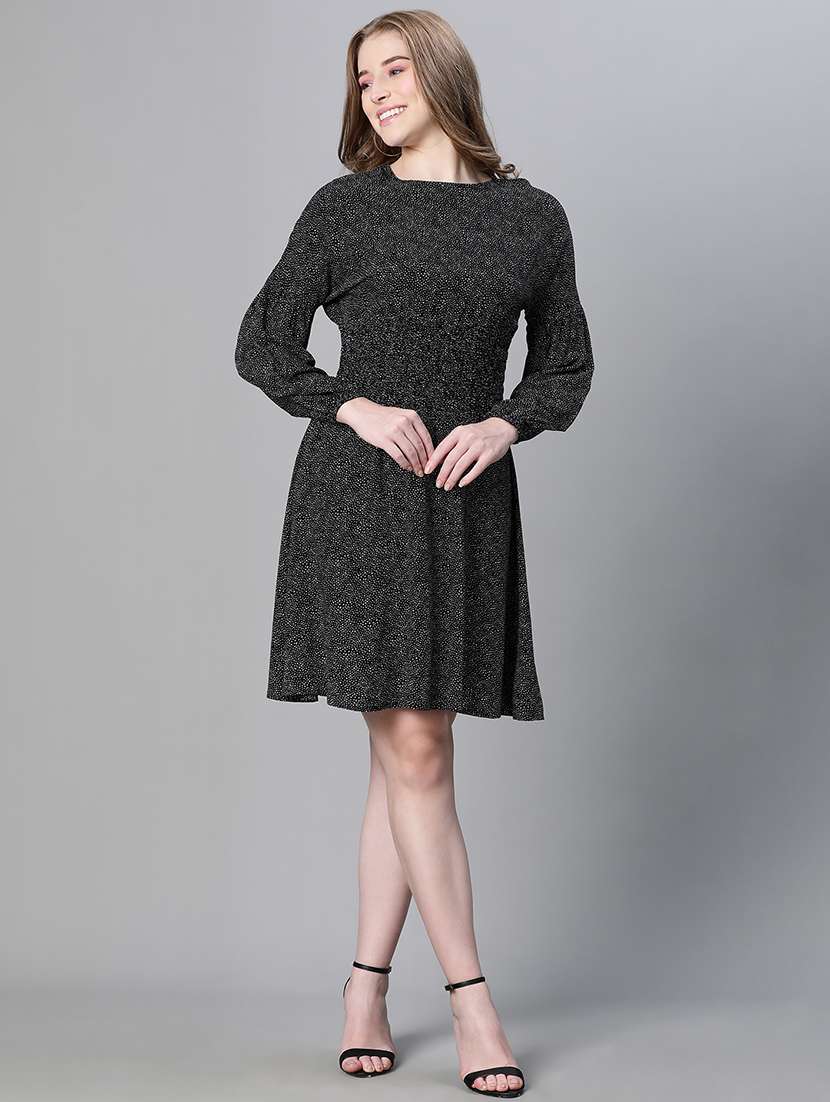 black polka dots print empire line dress - 20458065 -  Standard Image - 4