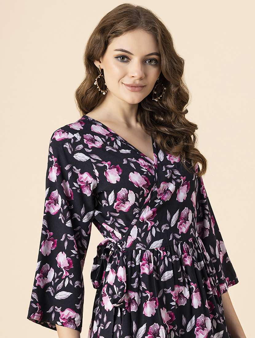 black floral tiered dress - 20458161 -  Standard Image - 4