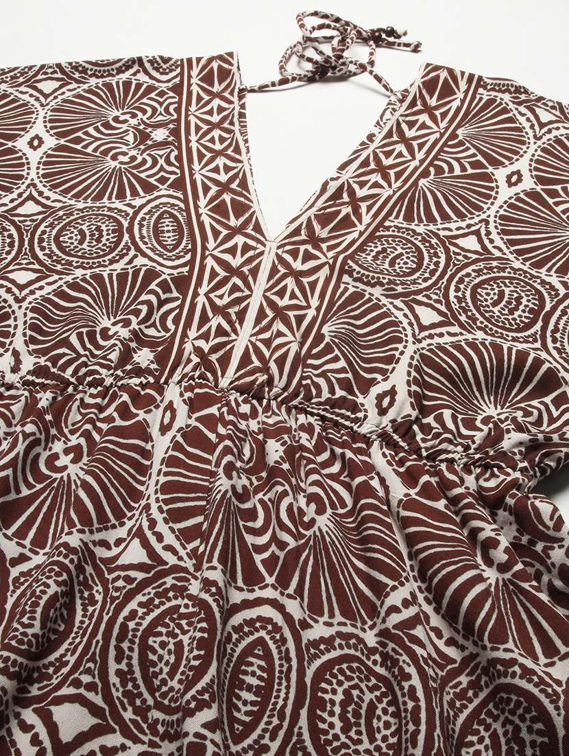 Brown Printed Full Lengtrh Jumpsuit - 20458247 -  Standard Image - 4