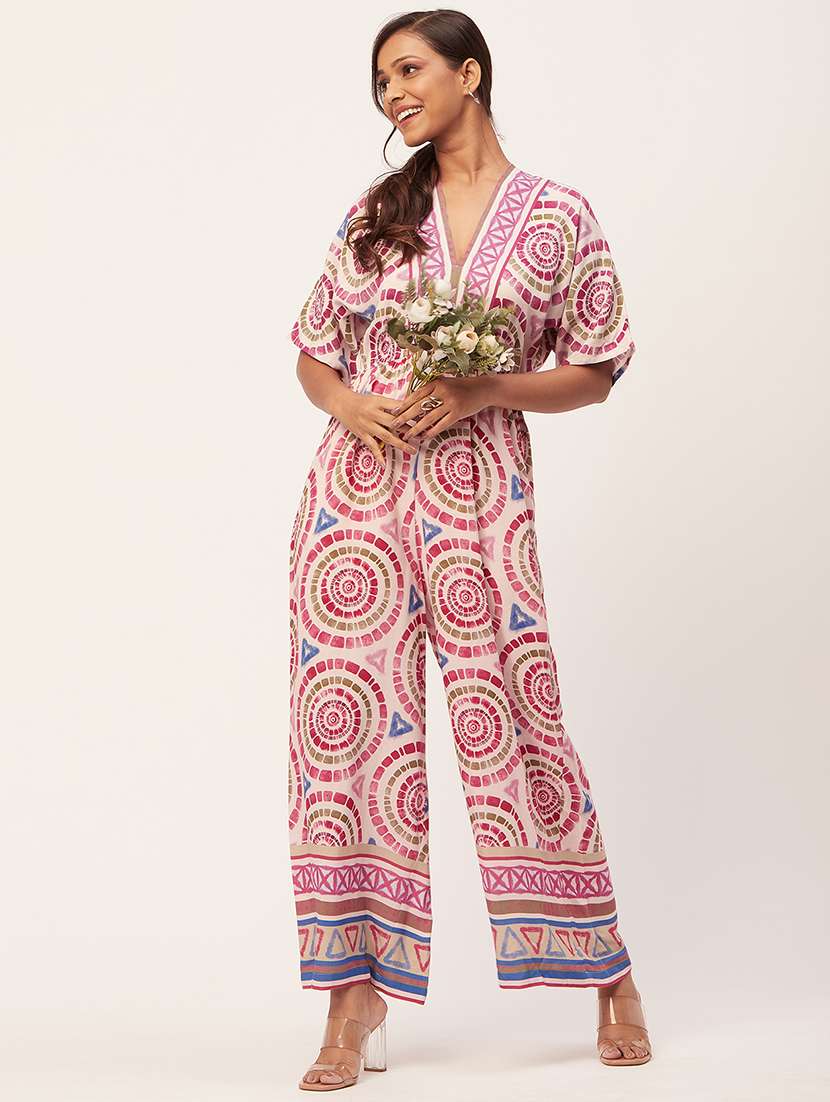 pink printed full lengtrh jumpsuit