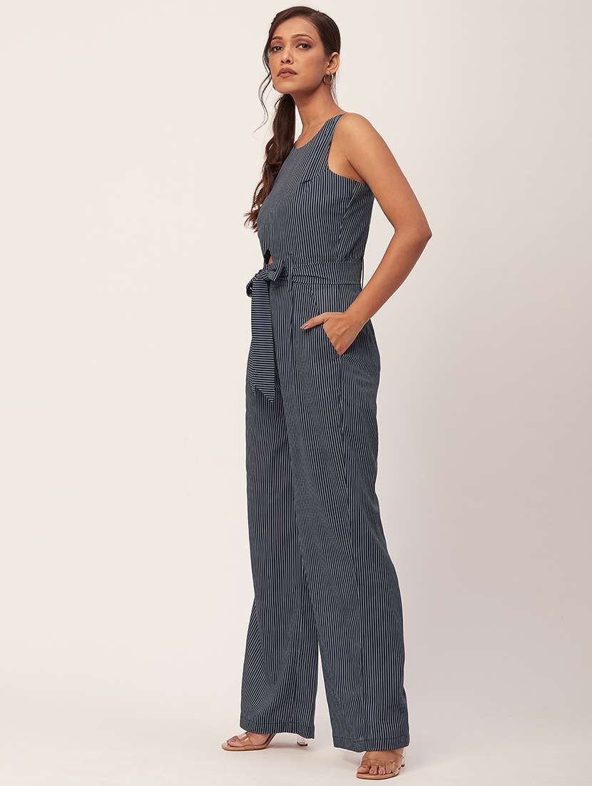 navy blue striped full length jumpsuit - 20458254 -  Standard Image - 1