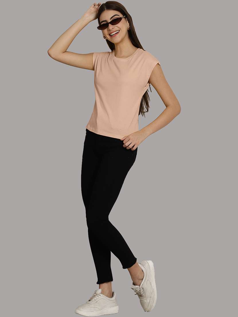 women's plain round neck t-shirt - 20458347 -  Standard Image - 4