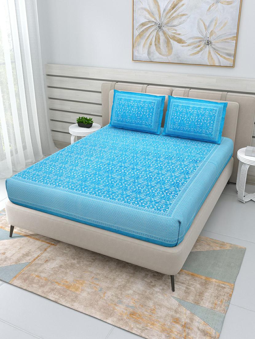 jaipuri hand printed double bedsheet with two pillow covers - 20458737 -  Standard Image - 1