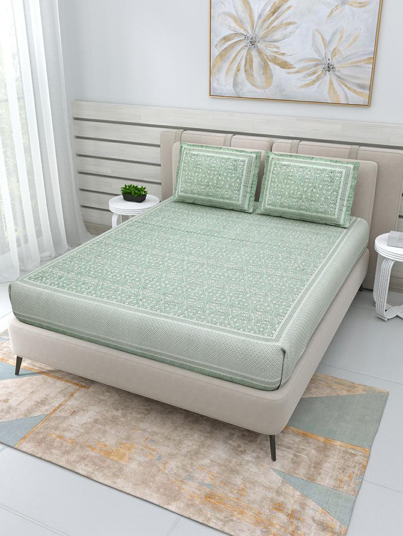 jaipuri hand printed double bedsheet with two pillow covers - 20458738 -  Standard Image - 1