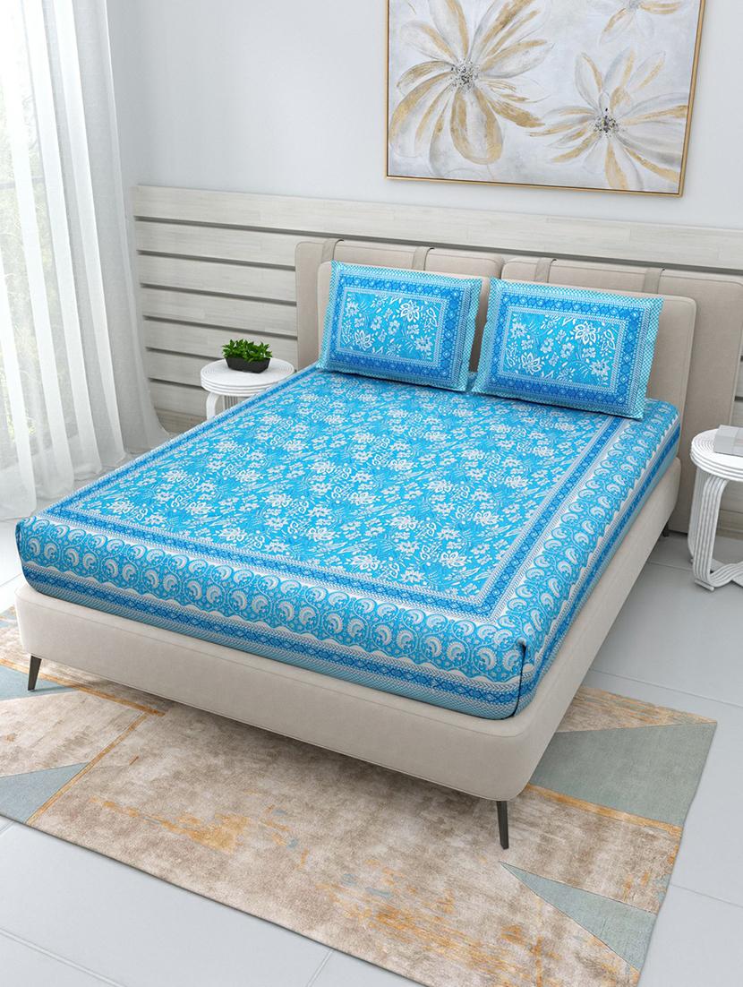 jaipuri hand printed double bedsheet with two pillow covers - 20458741 -  Standard Image - 1