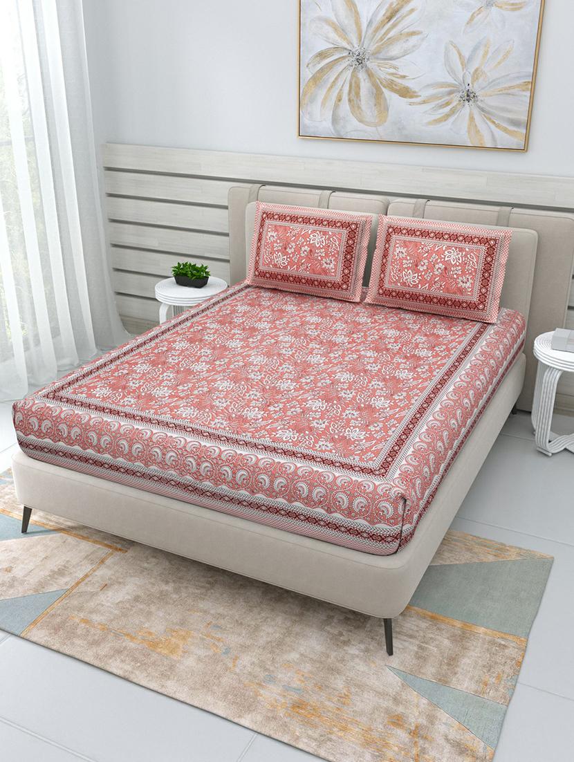 jaipuri hand printed double bedsheet with two pillow covers - 20458743 -  Standard Image - 1
