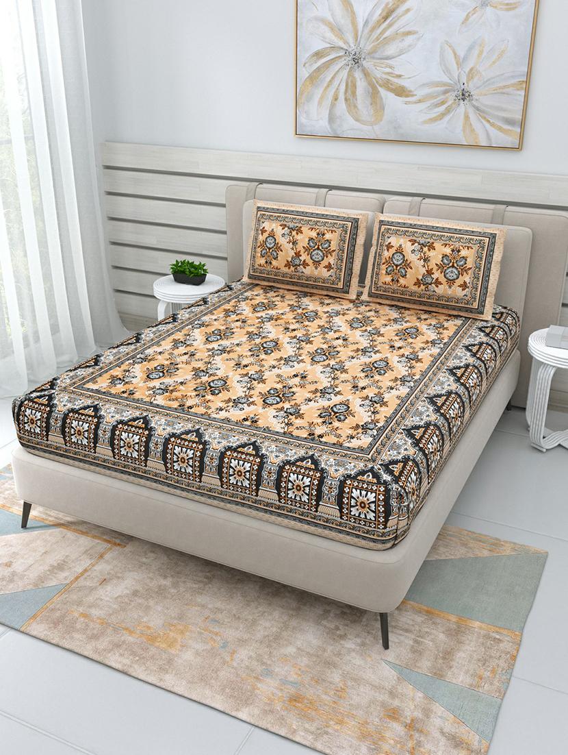 jaipuri hand printed double bedsheet with two pillow covers - 20458776 - Standard Image - 1