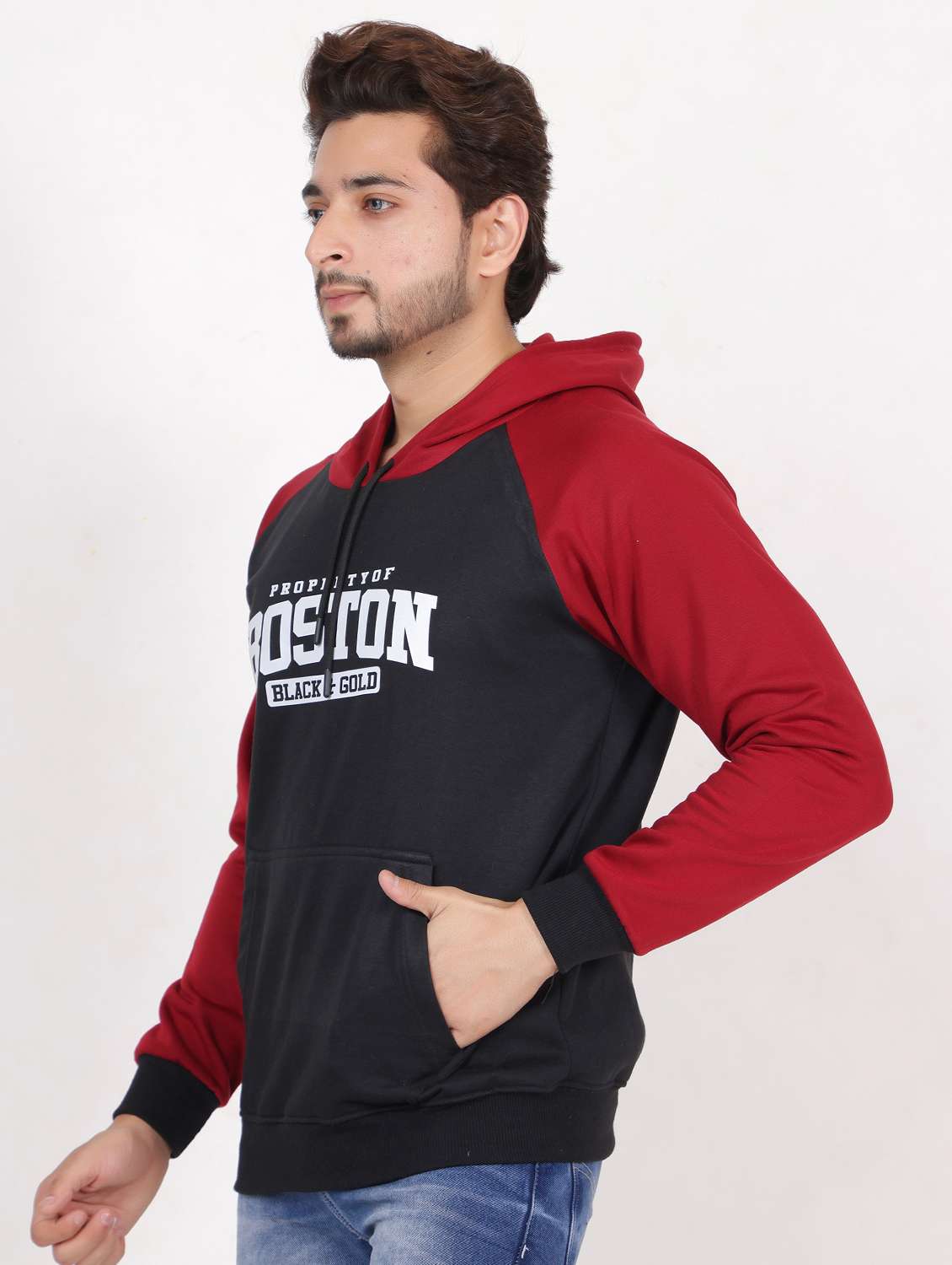 men hooded chest printed sweatshirt - 20458985 - Standard Image - 1