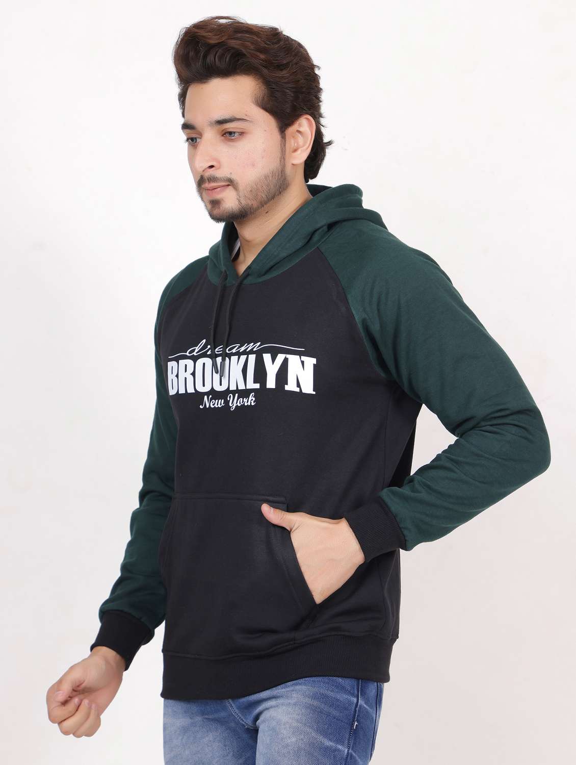 men hooded chest printed sweatshirt - 20458986 - Standard Image - 1