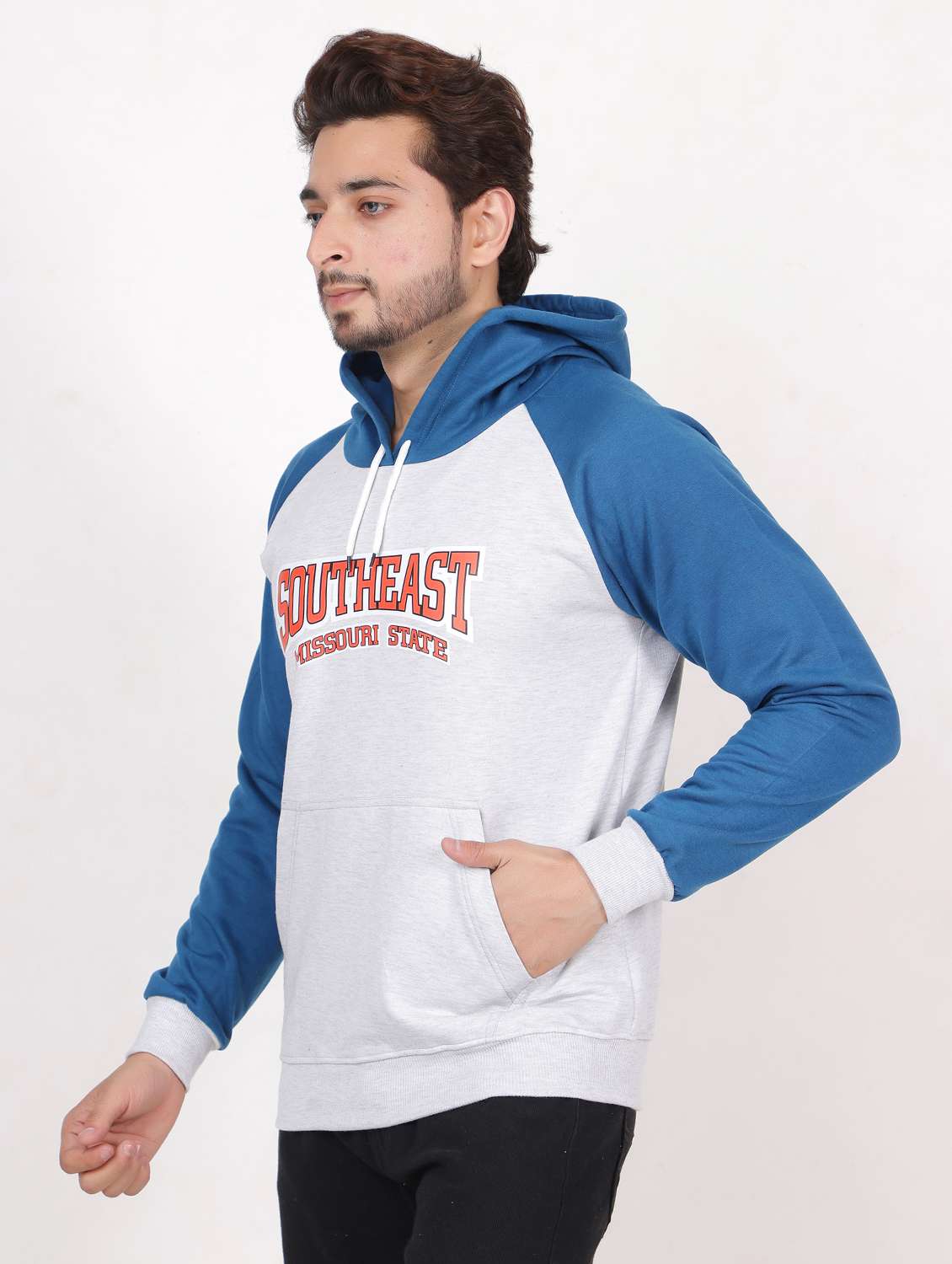 men hooded chest printed sweatshirt - 20458987 -  Standard Image - 1