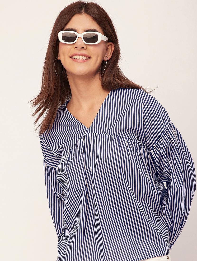 blue striped long sleeves regular top - 20459158 - Standard Image - 4