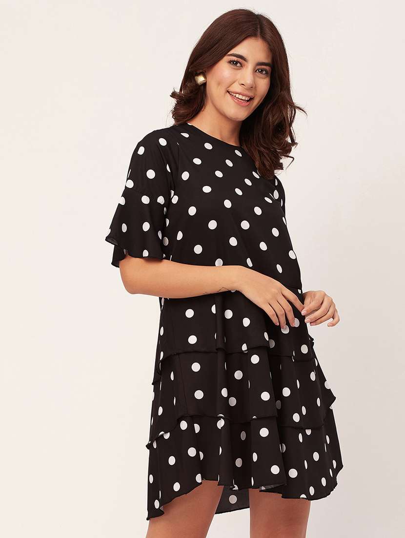 black polka dots layered dress - 20459346 -  Standard Image - 1
