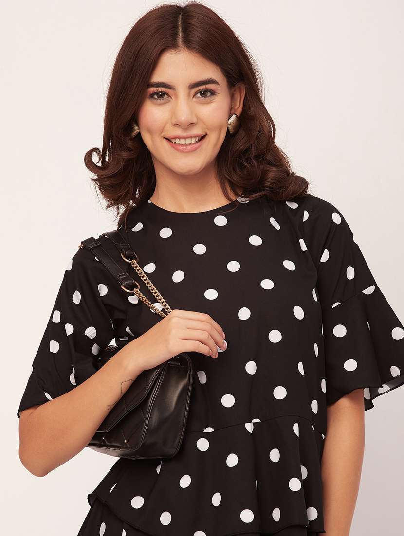 black polka dots layered dress - 20459346 -  Standard Image - 4
