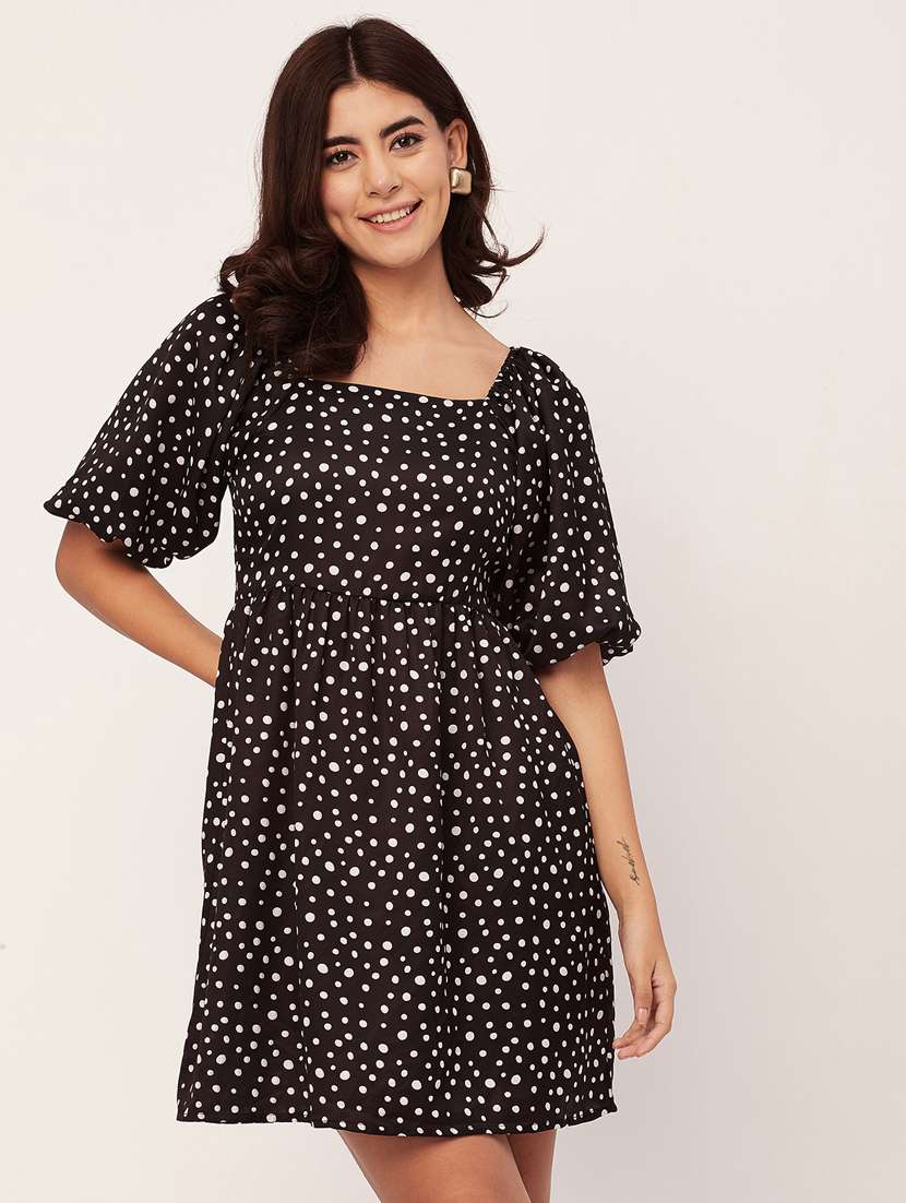 black polka dots a-line dress - 20459347 -  Standard Image - 1
