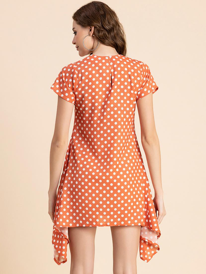 orange polka dots asymmetric dress - 20459350 - Standard Image - 4