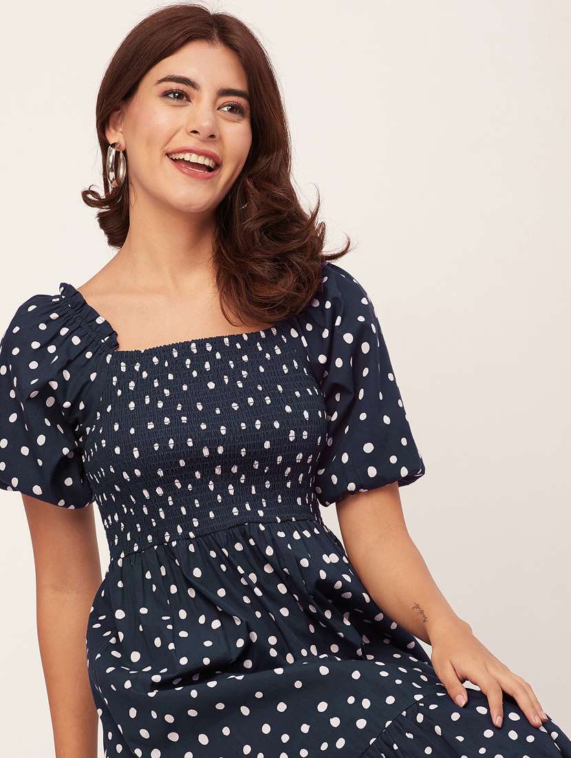 navy blue polka dots a-line dress - 20459351 -  Standard Image - 4
