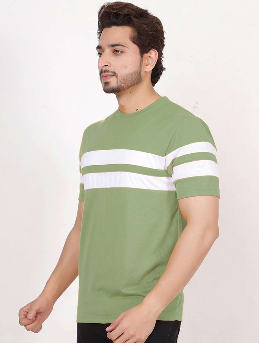 men round neck color block regular t-shirt - 20459416 -  Standard Image - 1