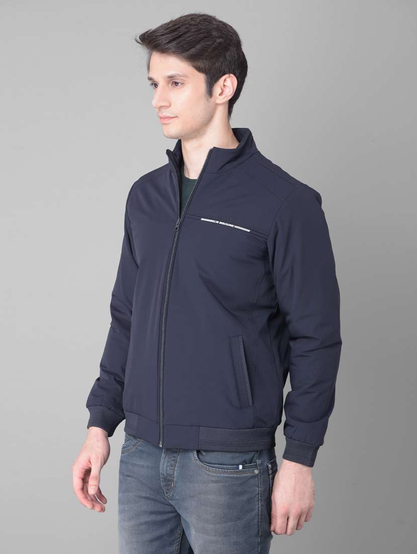 Men Navy Blue Nylon Casual Jacket - 20459450 -  Standard Image - 1
